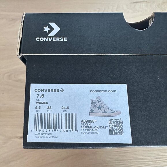 Converse Chuck Taylor Large Stars Hi Sz 7.5 Womens Shoes Sneakers Beige A09898F - Picture 7 of 10